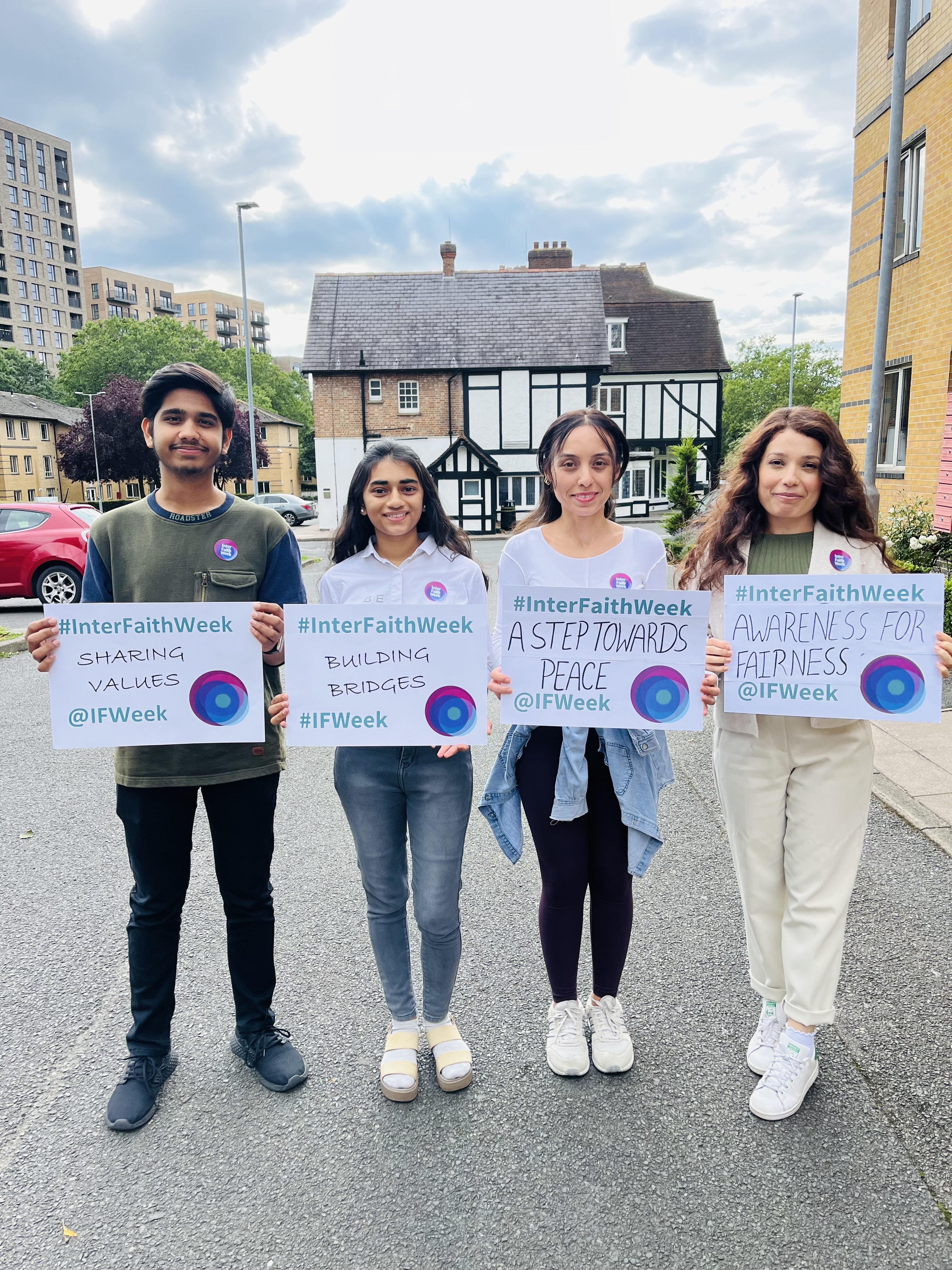 Middlesex University students sharing Inter Faith Week messages, 2023